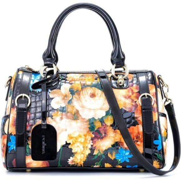 ⚡Women White Rose Genuine Leather Tote Handbag Clutch Purse Crossbody Bag - Picture 9 of 9